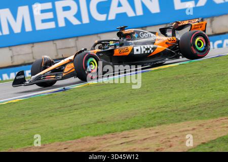 San Paolo, BRA. 11/08/2025. Oscar Piastri dell'Australia alla guida del (81) McLaren F1 Team MCL39 Mercedes, durante la Formula 1 MSC Cruises grande Premio De Sao Paulo 2025. Crediti: Alessio Morgese / Alamy live news Foto Stock
