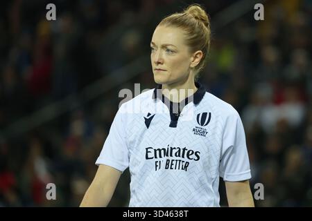 Udine, Italia. 08/11/2025, Udine, Bluenergy Stadium, QUILTER NATIONS SERIES settimana 2: Italia vs Australia, Hollie Davidson (SRU - Assistente arbitro) crediti: Just Pictures GmbH/Alamy Live News Foto Stock