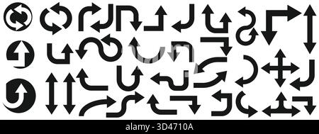 Set vettoriale freccia nera per icone di navigazione eps 10 Illustrazione Vettoriale