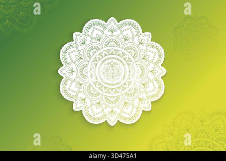 Design etnico Mandala elementi festivi su sfondo Green Gradient. Illustrazione vettoriale per gli elementi di vendita del Festival Illustrazione Vettoriale