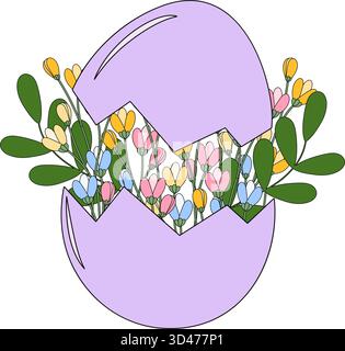 Scacchi e fiori incrinati, icona del logo, pittogramma, elemento di design piatto minimalista. Illustrazione vettoriale isolata contenuto correlato a Pasqua saluto tematico stagionale, opuscolo, tag, post Illustrazione Vettoriale