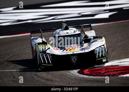 94 CASSIDY Nick (nzl), JAKOBSEN Malthe (dnk), Peugeot TotalEnergies, Peugeot 9X8 #94, Hypercar, azione durante la 8 ore del Bahrain 2025, 8° round del Campionato Mondiale Endurance 2025 FIA, dal 6 all'8 novembre 2025 sul circuito Internazionale Bahrain di Sakhir, Bahrain - foto Fabrizio Boldoni/DPPI Credit: DPPI Media/Alamy Live News Foto Stock
