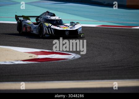 94 CASSIDY Nick (nzl), JAKOBSEN Malthe (dnk), Peugeot TotalEnergies, Peugeot 9X8 #94, Hypercar, azione durante la 8 ore del Bahrain 2025, 8° round del Campionato Mondiale Endurance 2025 FIA, dal 6 all'8 novembre 2025 sul circuito Internazionale Bahrain di Sakhir, Bahrain - foto Fabrizio Boldoni/DPPI Credit: DPPI Media/Alamy Live News Foto Stock