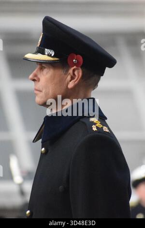 WESTMINSTER, LONDRA, domenica 9 novembre 2025. Il duca di Edimburgo partecipa alla commemorazione della domenica della memoria al Cenotaph di Whitehall. Crediti: James Taylor/Alamy Live News Foto Stock