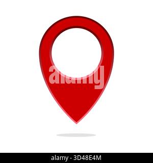 Svuotare il pin della mappa. Marcatore puntatore di posizione. Simbolo vettoriale semplice. Cerchio con contorno rosso Illustrazione Vettoriale