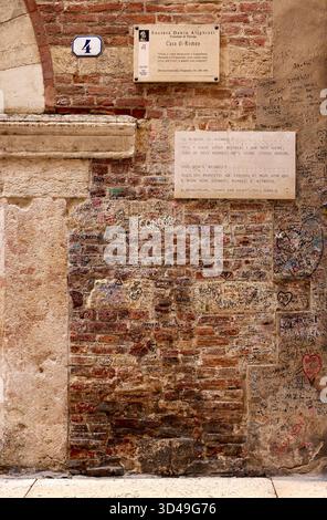 Targa Romeo & Giulietta, Verona, Italia Foto Stock