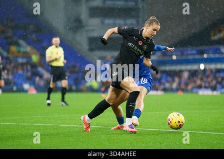 REGNO UNITO. 9 novembre 2025. Everton FC vs Manchester City FC Barclays Womens Super League GOODISON PARK INGHILTERRA - 9 novembre 2025 Vivianne Miedema di Manchester City durante la partita di Barclays Women's Super League tra Everton FC e Manchester City FC al Goodison Park il 9 novembre 2025 a Liverpool, Inghilterra. Crediti: ALAN EDWARDS/Alamy Live News Foto Stock