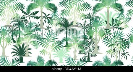 Motivo senza cuciture con palme di acquerello. Disegnato a mano. Non ai, illustrazione vettoriale. Illustrazione Vettoriale
