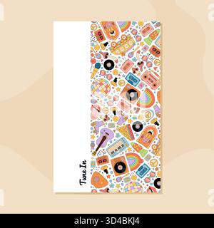 Poster adesivo musicale Groovy retro Y2K Illustrazione Vettoriale