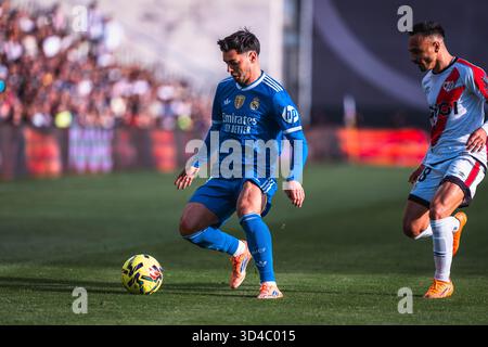 Madrid, Espagne. 9 novembre 2025. Brahim Díaz del Real Madrid durante il campionato spagnolo di calcio LaLiga tra Rayo Vallecano e Real Madrid CF il 9 novembre 2025 all'Estadio de Vallecas di Madrid, Spagna - foto Alexandre Martins/DPPI Credit: DPPI Media/Alamy Live News Foto Stock