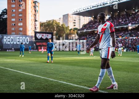 Madrid, Espagne. 9 novembre 2025. Nobel Mendy di Rayo Vallecano durante la partita di calcio del campionato spagnolo LaLiga tra Rayo Vallecano e Real Madrid CF il 9 novembre 2025 all'Estadio de Vallecas di Madrid, Spagna - foto Alexandre Martins/DPPI credito: DPPI Media/Alamy Live News Foto Stock