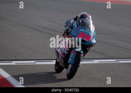 28 QUILES Maximo (spa), CFMOTO Aspar Team, in azione durante il Gran Premio del Portogallo Moto3 Qatar Airways 2025 sull'Autódromo Internacional do Algarve dal 07 al 09 novembre, a Portimao, Portogallo - Photo Studio Milagro / DPPI Foto Stock