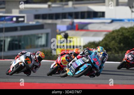 28 QUILES Maximo (spa), CFMOTO Aspar Team, in azione durante il Gran Premio del Portogallo Moto3 Qatar Airways 2025 sull'Autódromo Internacional do Algarve dal 07 al 09 novembre, a Portimao, Portogallo - Photo Studio Milagro / DPPI Foto Stock