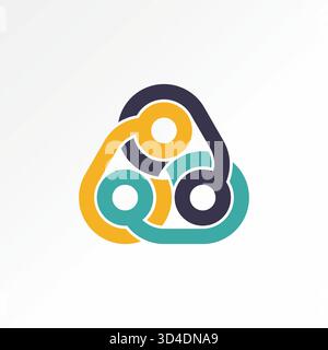 Linea triangolare connessa come chain dot tech social system networking design genetico logo concept grafico immagine vettoriale premium creativa top sell Illustrazione Vettoriale