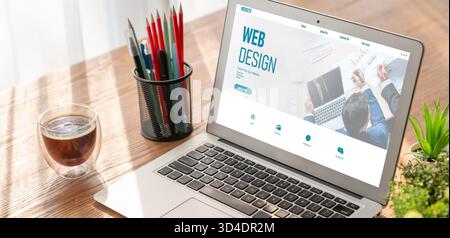 Il software di disegno di Web site fornisce il modello modish per il commercio al dettaglio in linea ed e-commercio Foto Stock