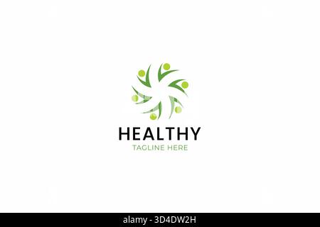 Persone sane Body Fit Logo Lifestyle Health Care concetto astratto Illustrazione Vettoriale