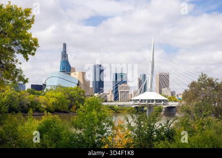 Lo skyline di Winnipeg in autunno. Foto Stock