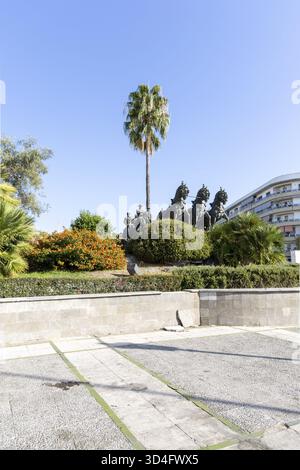 Plaza del Arenal, Monumento a enganches y jinetes, Jerez de la Frontera, Provincia di Cadice, Andalusia, Spagna Foto Stock