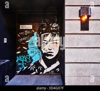 Graffiti a Madrid, Spagna, Europa Foto Stock