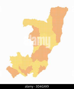 Mappa tratteggiata della Repubblica del Congo. Mappa digitale del paese su sfondo bianco. Forma della Repubblica del Congo con punti quadrati. Illustrazione Vettoriale