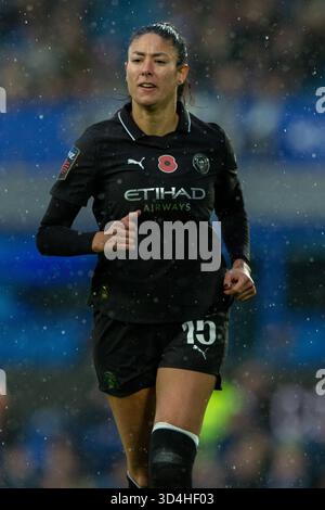 Liverpool, Regno Unito. 9 novembre 2025. Foto completa di Leila Ouahabi (15 Manchester City). Everton Women vs Manchester City Women, Womens Super League, Goodison Park, Liverpool, Inghilterra, 9 novembre 2025. Credito: SPP Sport Press Photo. /Alamy Live News Foto Stock