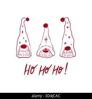 Simpatici gnomi natalizi scandinavi disegnati a mano Illustrazione Vettoriale