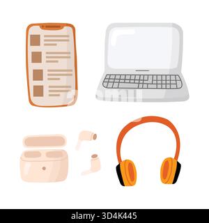 Illustrazione del set digitale piatta stile semplice Illustrazione Vettoriale