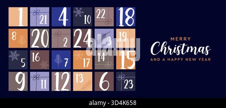 colorato calendario dell'avvento 24 regali di natale illustrazione vettoriale Illustrazione Vettoriale