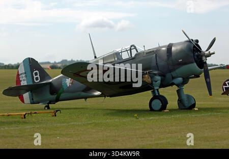 Un Curtis Hawk 75 del 1939, in mostra statica durante lo show durante la Battle of Britain Air del 2025, all'IWM Duxford. Foto Stock