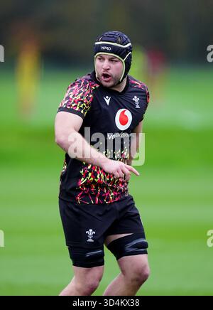 Harri Deaves del Galles durante una sessione di allenamento al vale Resort, Hensol. Data foto: Martedì 11 novembre 2025. Foto Stock
