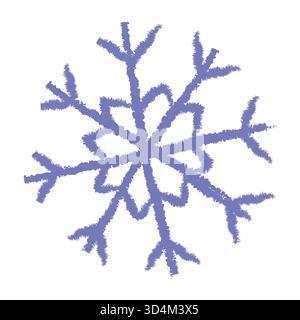Il delicato design con fiocco di neve in una tonalità viola chiaro presenta motivi intricati, perfetti per l'artigianato e le decorazioni a tema invernale. Ottimo per le vacanze Illustrazione Vettoriale