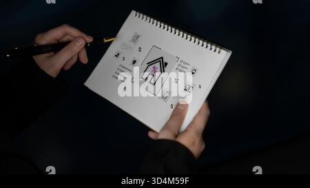 Il processo di proprietà immobiliare nel mercato immobiliare. Ciò include le tariffe dei mutui ipotecari, l'imposta sugli immobili, i contratti e i controlli di conformità per un successo Foto Stock