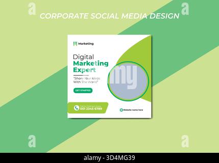 Banner per agenzie di social media aziendali o modello di post su Instagram di Graphic Design Expert. Illustrazione Vettoriale