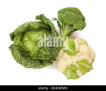 percorso misto cavoli isolato sulla vista superiore bianca Foto Stock