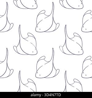 Fantasia perfetta di pesci pastinaci in stile line art. Per tessuti sottomarini, carta da parati, imballaggi, cartoline o copertine. Illustrazione Vettoriale