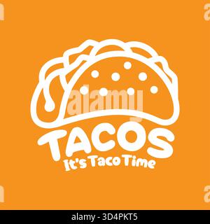 Semplice design vettoriale con logo Taco e linea singola in bianco e nero Illustrazione Vettoriale