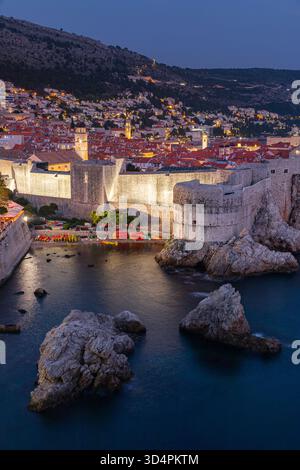 Dubrovnik Città Vecchia di notte Foto Stock