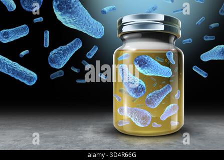 Botulismo focolaio come batteri che provocano una grave malattia causata da germi botulinici di Clostridium che producono tossine paralitiche che portano a indebolimento muscolare Foto Stock