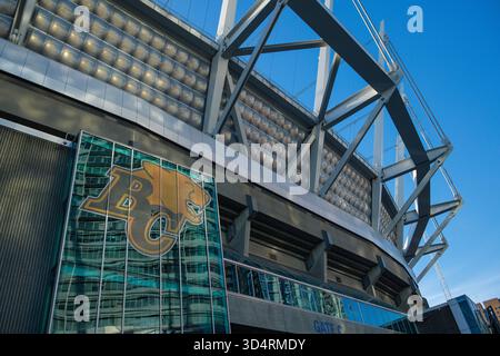 Il logo dei BC Lions al BC Place Stadium di Vancouver, British Columbia. Foto Stock