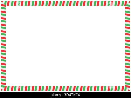 Cornice natalizia con barre rosse, bianche e verdi Illustrazione Vettoriale
