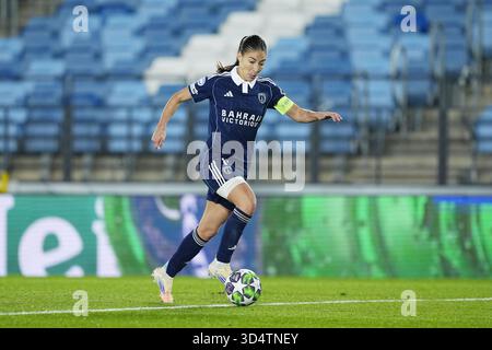 Clara Mateo del Paris FC durante la Champions League UEFA womenÂ, fase di campionato, MD3, partita di calcio tra il Real Madrid CF e il Paris FC l'11 novembre 2025 allo stadio Alfredo di Stefano a Valdebebas, Madrid, Spagna Foto Stock