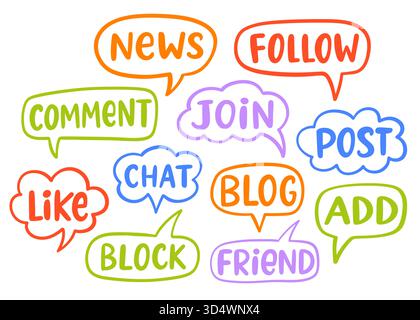 Chat Bubbles Social Media Message Speech Clouds Illustrazione Vettoriale