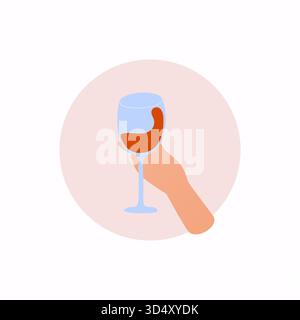 Donna che regge un bicchiere di vino. Illustrazione Vettoriale