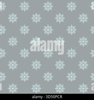 Motivo senza cuciture con fiocchi di neve su sfondo grigio. Sfondo invernale vettoriale ghiacciato Illustrazione Vettoriale