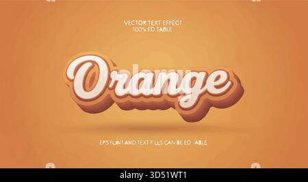 Modello vettoriale di effetto testo 3D a livelli arancione per titoli e grafica modificabili Illustrazione Vettoriale