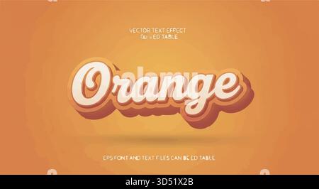 Modello vettoriale di effetto testo 3D a livelli arancione per titoli e grafica modificabili Illustrazione Vettoriale