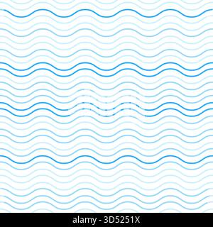 Motivo semplice e senza cuciture con linee sottili blu, le nevi astratte creano onde su sfondo bianco neve. Ideale per l'arredamento dei bambini, tessuti invernali, Natale Illustrazione Vettoriale