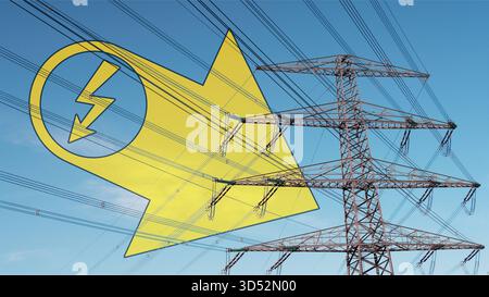 Stromimporte um blackouts zu vermeiden Symbolbild zum Thema Stromimport, Dunkelflaute, Strommangel usw. *** Importazioni di energia elettrica per evitare blackout immagine simbolica sul tema delle importazioni di energia elettrica, buio, carenza di energia elettrica, ecc. Foto Stock