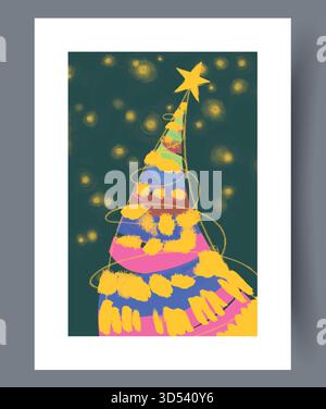 Divertenti pennellate al neon con stelle per un'atmosfera da festa Illustrazione Vettoriale