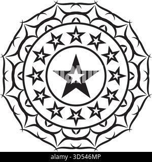 Modello di disegno grafico grafico grafico grafico grafico grafico geometrico astratto vettore Mandala. Illustrazione Vettoriale